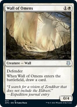 Wall of Omens trading card from Commander: Adventures in the Forgotten Realms Wall of Omens - Commander: Adventures in the Forgotten Realms Magic: The Gathering trading card