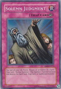 Solemn Judgment - Dark Beginning 2 (DB2) #DB2-EN073 - Super Rare YuGiOh Trading Card