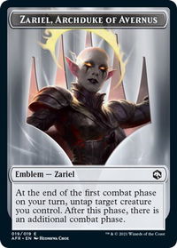 Emblem - Zariel, Archduke of Avernus - Adventures in the Forgotten Realms (AFR) #19 - Token Magic: The Gathering Trading Card