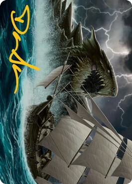 Dragon Turtle Art Card (Gold-Stamped Signature) - Art Series: Adventures in the Forgotten Realms Magic: The Gathering trading card