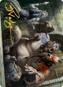 Ettin Art Card (Gold-Stamped Signature) - Art Series: Adventures in the Forgotten Realms (ASAFR) #13 - Special Magic: The Gathering Trading Card