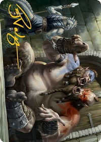 Ettin Art Card (Gold-Stamped Signature) - Art Series: Adventures in the Forgotten Realms (ASAFR) #13 - Special Magic: The Gathering Trading Card