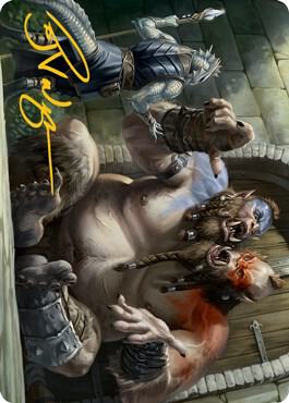 Ettin Art Card (Gold-Stamped Signature) trading card from Art Series: Adventures in the Forgotten Realms Ettin Art Card (Gold-Stamped Signature) - Art Series: Adventures in the Forgotten Realms Magic: The Gathering trading card