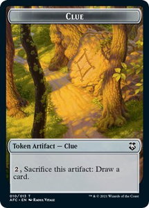 Clue // Treasure Double-Sided Token - Commander: Adventures in the Forgotten Realms (AFC) #10 // 15 - Token Magic: The Gathering Trading Card