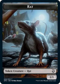 Rat // Zombie Double-Sided Token - Commander: Adventures in the Forgotten Realms (AFC) #5 // 9 - Token Magic: The Gathering Trading Card