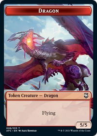 Dragon // Dragon Spirit Double-Sided Token - Commander: Adventures in the Forgotten Realms (AFC) #6 // 9 - Token Magic: The Gathering Trading Card