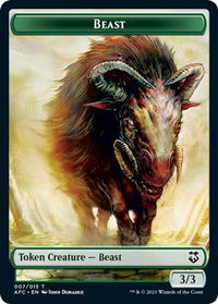 Beast // Dragon Spirit Double-Sided Token - Commander: Adventures in the Forgotten Realms (AFC) #7 // 9 - Token Magic: The Gathering Trading Card