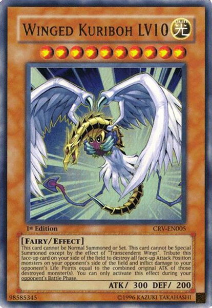 Winged Kuriboh LV10 trading card from Cybernetic Revolution Winged Kuriboh LV10 - Cybernetic Revolution YuGiOh trading card