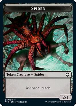 Spider // Emblem - Lolth, Spider Queen Double-Sided Token - Adventures in the Forgotten Realms Magic: The Gathering trading card