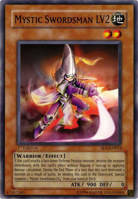 Mystic Swordsman LV2 trading card from Structure Deck: Warrior's Triumph Mystic Swordsman LV2 - Structure Deck: Warrior's Triumph YuGiOh trading card