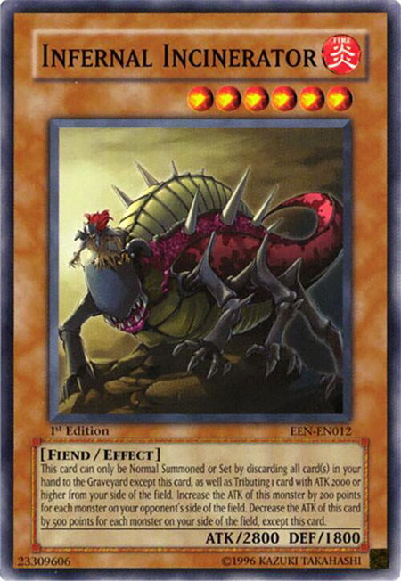 Infernal Incinerator trading card from Elemental Energy Infernal Incinerator - Elemental Energy YuGiOh trading card