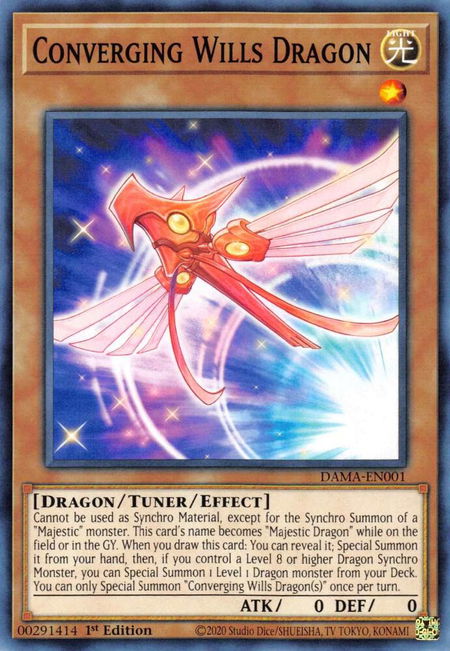 Converging Wills Dragon - Dawn of Majesty YuGiOh trading card