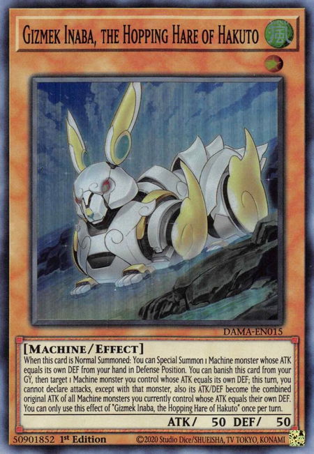 Gizmek Inaba, the Hopping Hare of Hakuto - Dawn of Majesty YuGiOh trading card