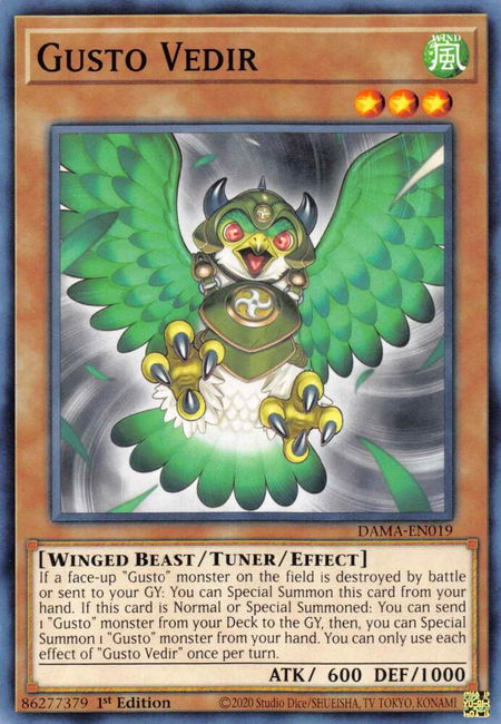 Gusto Vedir - Dawn of Majesty YuGiOh trading card
