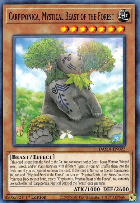 Carpiponica, Mystical Beast of the Forest - Dawn of Majesty YuGiOh trading card