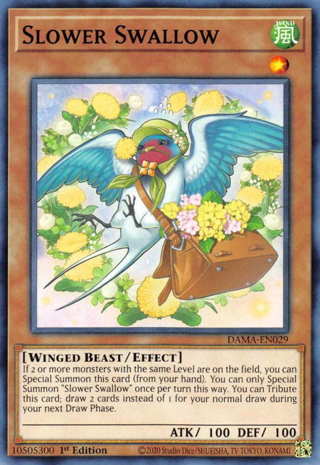 Slower Swallow - Dawn of Majesty YuGiOh trading card