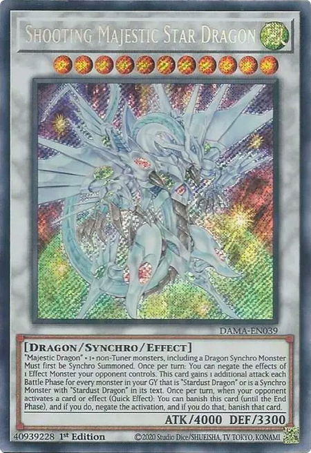 Shooting Majestic Star Dragon - Dawn of Majesty YuGiOh trading card