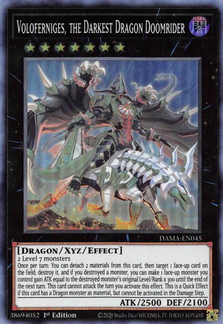 Voloferniges, the Darkest Dragon Doomrider - Dawn of Majesty YuGiOh trading card