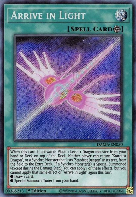 Arrive in Light - Dawn of Majesty YuGiOh trading card
