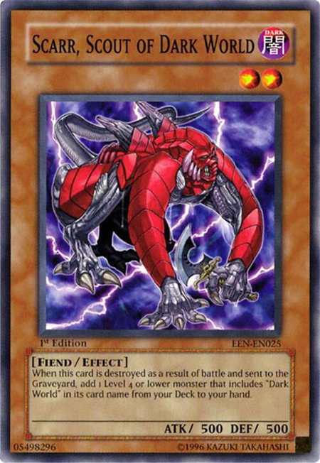 Scarr, Scout of Dark World trading card from Elemental Energy Scarr, Scout of Dark World - Elemental Energy YuGiOh trading card