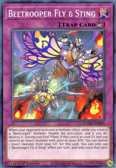 Beetrooper Fly & Sting - Dawn of Majesty YuGiOh trading card