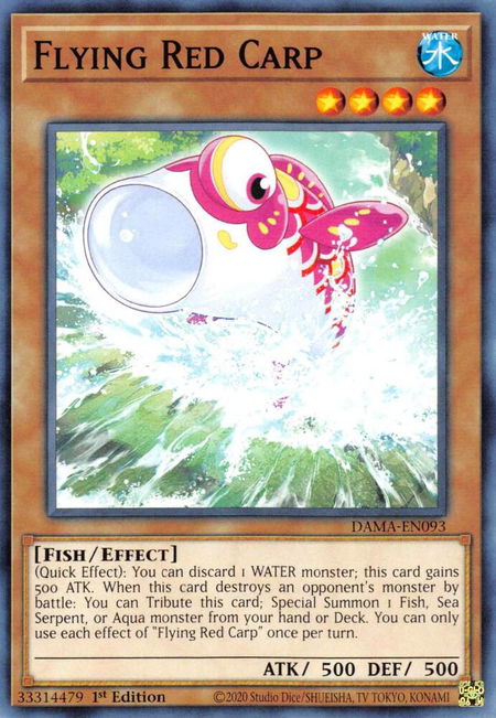 Flying Red Carp - Dawn of Majesty YuGiOh trading card