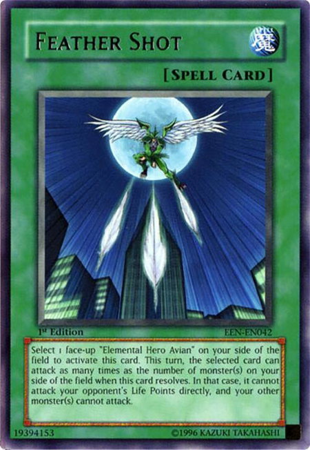 Feather Shot trading card from Elemental Energy Feather Shot - Elemental Energy YuGiOh trading card