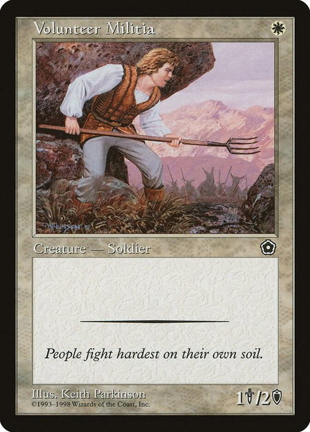 Volunteer Militia - Portal Second Age Magic: The Gathering trading card