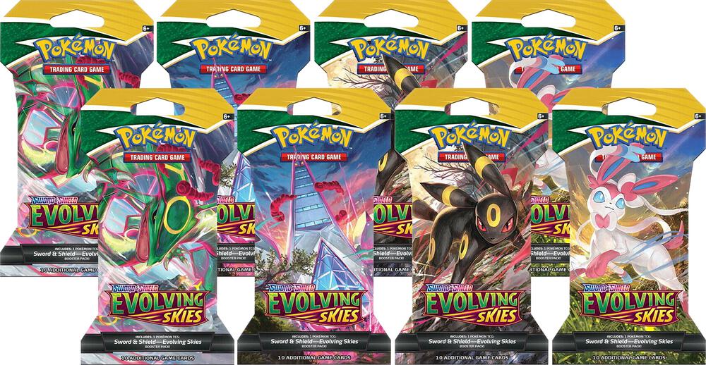 Evolving Skies Sleeved Booster Pack Bundle [Set of 8] - SWSH07: Evolving Skies Pokémon trading card