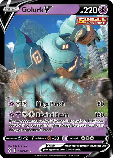 Golurk V - SWSH07: Evolving Skies Pokémon trading card