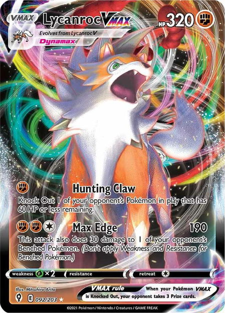 Lycanroc VMAX - SWSH07: Evolving Skies Pokémon trading card