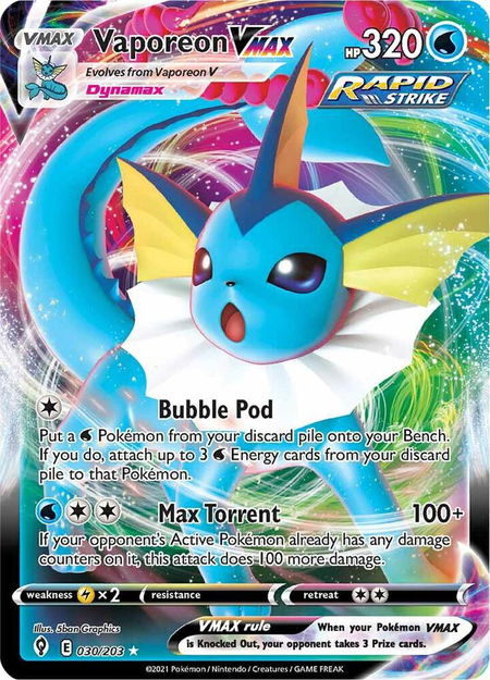 Vaporeon VMAX - SWSH07: Evolving Skies Pokémon trading card