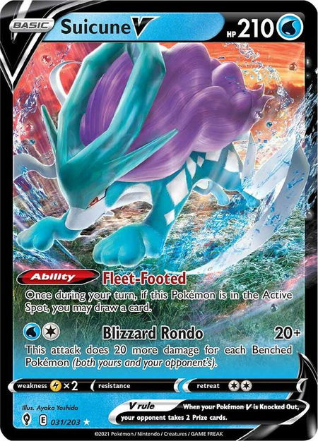 Suicune V - SWSH07: Evolving Skies Pokémon trading card