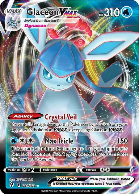 Glaceon VMAX - SWSH07: Evolving Skies Pokémon trading card