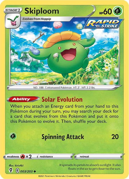 Skiploom - SWSH07: Evolving Skies Pokémon trading card