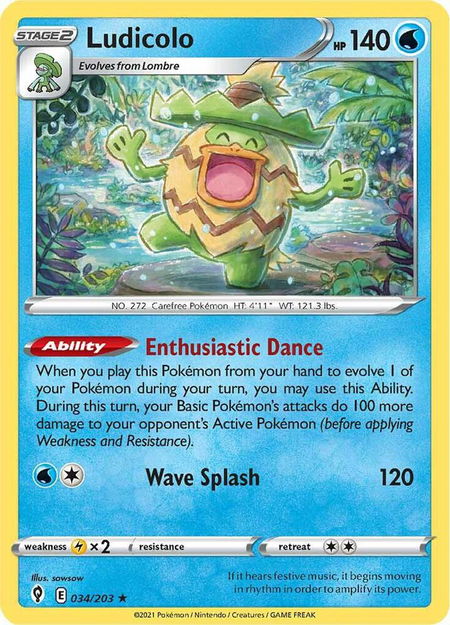 Ludicolo - SWSH07: Evolving Skies Pokémon trading card