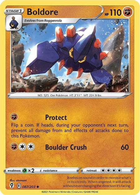 Boldore - SWSH07: Evolving Skies Pokémon trading card