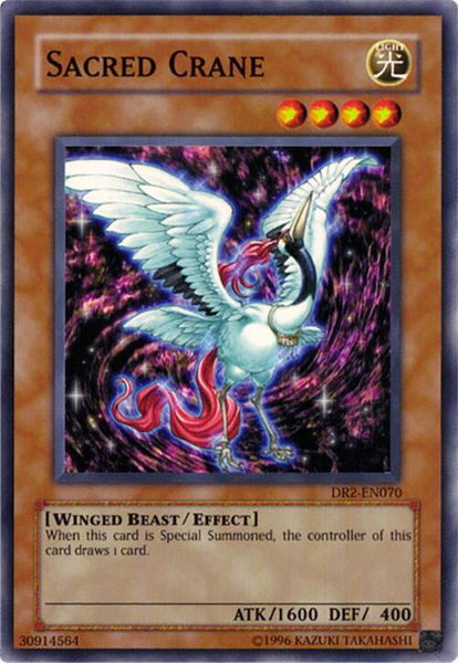 Sacred Crane trading card from Dark Revelation Volume 2 Sacred Crane - Dark Revelation Volume 2 YuGiOh trading card