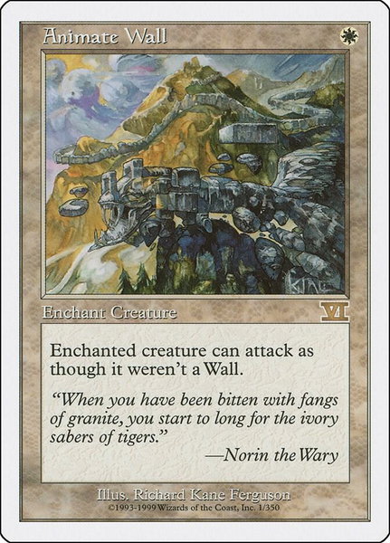 Animate Wall trading card from Classic Sixth Edition Animate Wall - Classic Sixth Edition Magic: The Gathering trading card