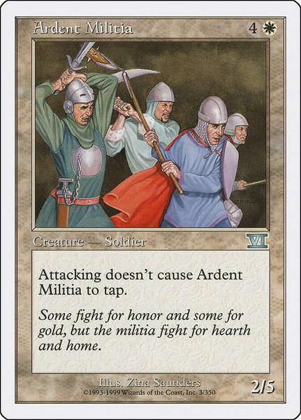 Ardent Militia - Classic Sixth Edition Magic: The Gathering trading card