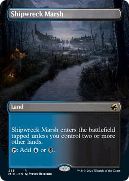 Shipwreck Marsh (Borderless) trading card from Innistrad: Midnight Hunt Shipwreck Marsh (Borderless) - Innistrad: Midnight Hunt Magic: The Gathering trading card