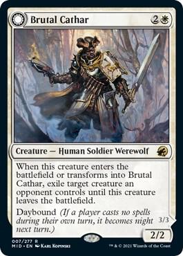 Brutal Cathar trading card from Innistrad: Midnight Hunt Brutal Cathar - Innistrad: Midnight Hunt Magic: The Gathering trading card