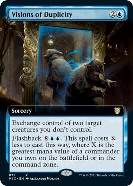 Visions of Duplicity (Extended Art) - Commander: Innistrad: Midnight Hunt Magic: The Gathering trading card