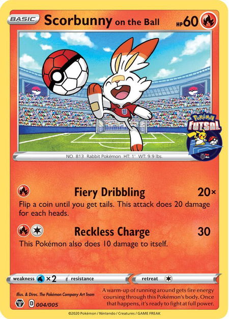 Scorbunny on the Ball - 004/005 (Pokemon Futsal) - Miscellaneous Cards & Products Pokémon trading card