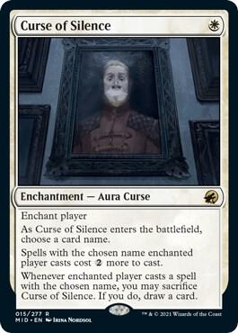 Curse of Silence trading card from Innistrad: Midnight Hunt Curse of Silence - Innistrad: Midnight Hunt Magic: The Gathering trading card