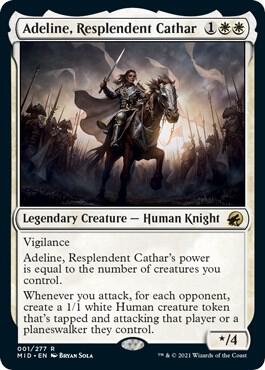 Adeline, Resplendent Cathar trading card from Innistrad: Midnight Hunt Adeline, Resplendent Cathar - Innistrad: Midnight Hunt Magic: The Gathering trading card