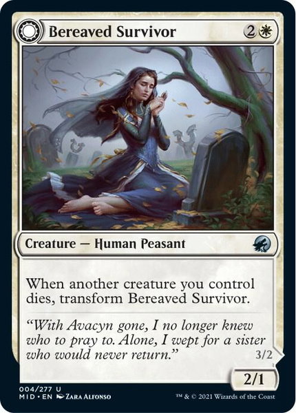 Bereaved Survivor trading card from Innistrad: Midnight Hunt Bereaved Survivor - Innistrad: Midnight Hunt Magic: The Gathering trading card