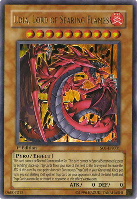 Uria, Lord of Searing Flames trading card from Shadow of Infinity Uria, Lord of Searing Flames - Shadow of Infinity YuGiOh trading card