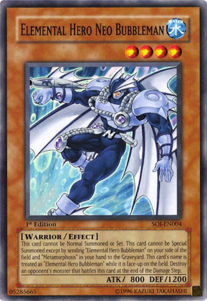 Elemental Hero Neo Bubbleman trading card from Shadow of Infinity Elemental Hero Neo Bubbleman - Shadow of Infinity YuGiOh trading card
