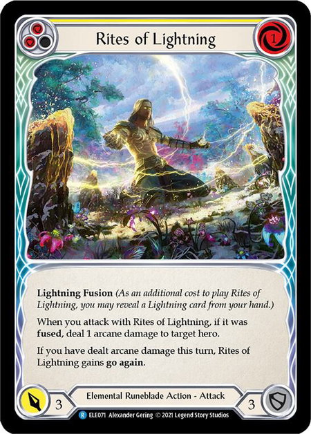 Rites of Lightning (Yellow) trading card from Tales of Aria Rites of Lightning (Yellow) - Tales of Aria Flesh and Blood trading card